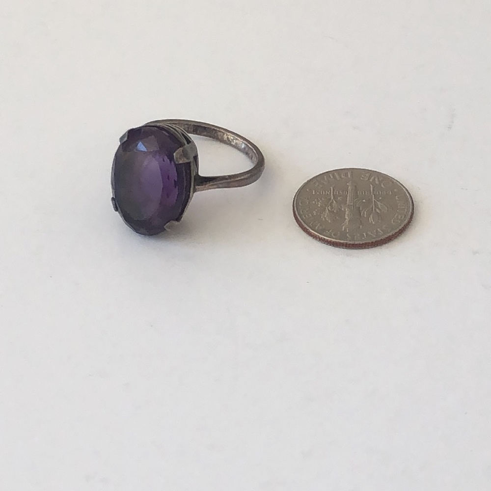 Vintage women ring size 6-3/4 purple stone T#1 - Picture 6 of 11